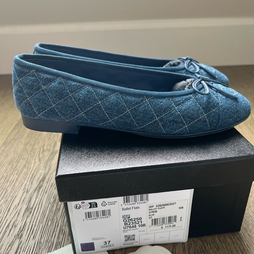 Chanel denim ballet flats 26P size 37 - Picture 6 of 13